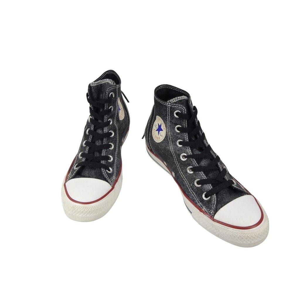 Converse Chuck Taylor All Star Men's 8 Washed Black Denim Triple Zip Excellent